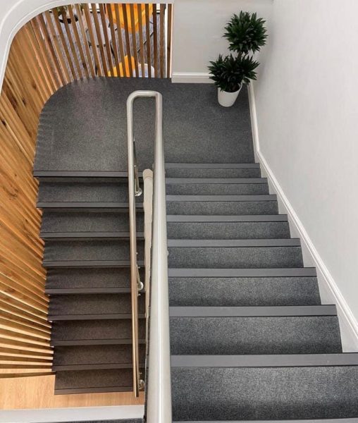 Stair carpet in office - installed by crown carpets