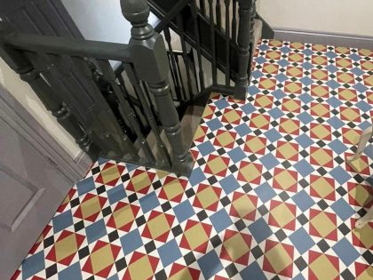 tiled flooring on the stairs fitted by Crown Carpets